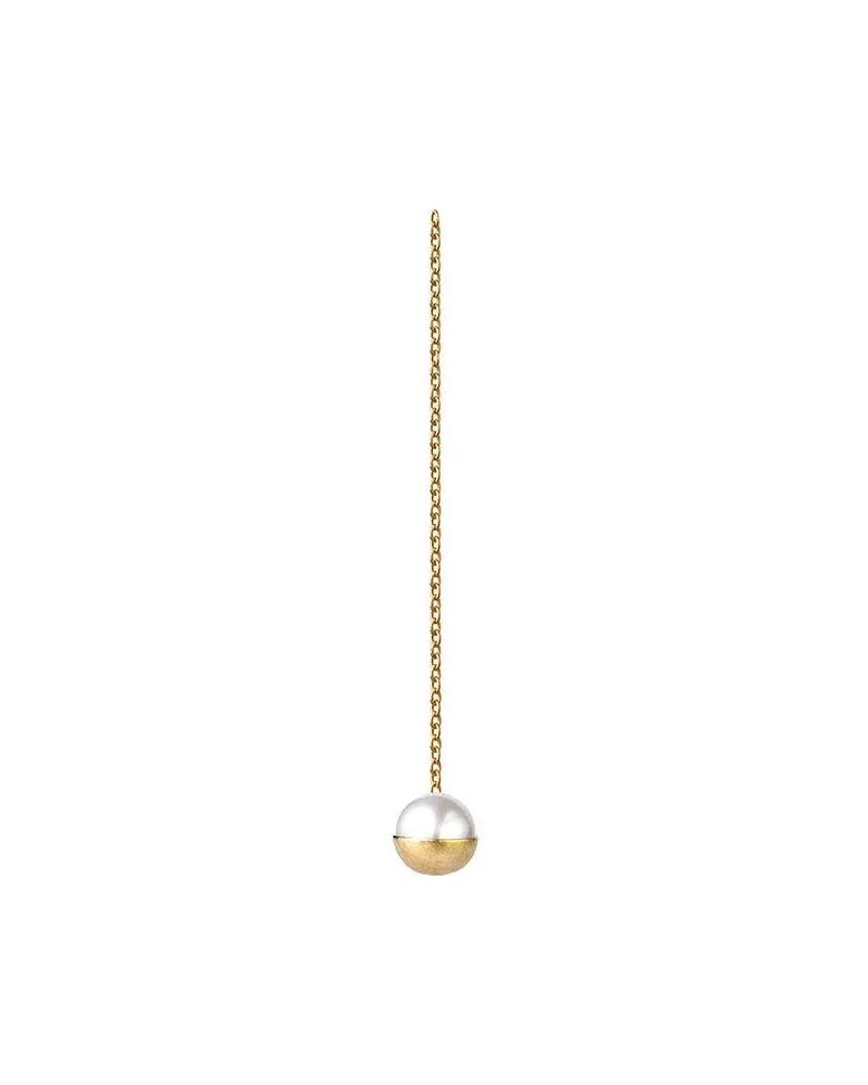 SHIHARA 180°' Kettenohrring mit halber Perle - Metallic Metallic