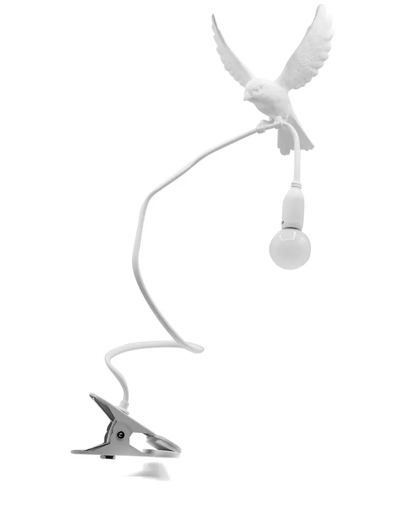 Seletti Tischlampe mit Spatz - Weiß Weiß