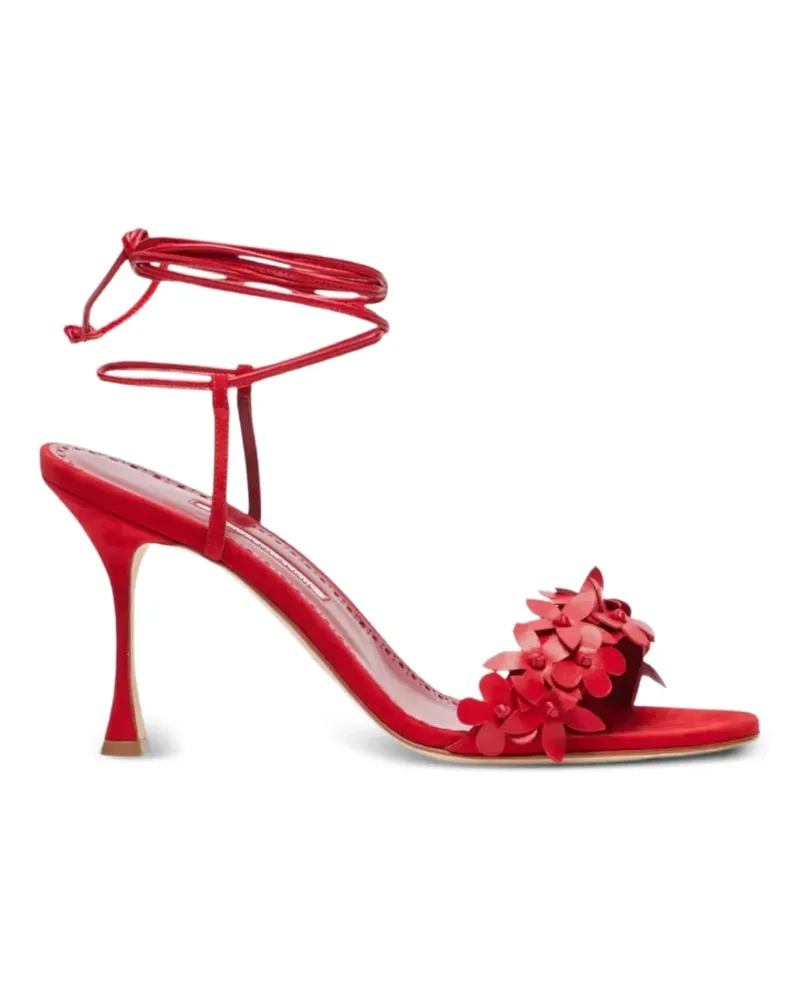 Manolo Blahnik Anista Sandalen mit Blumen - Rot Rot