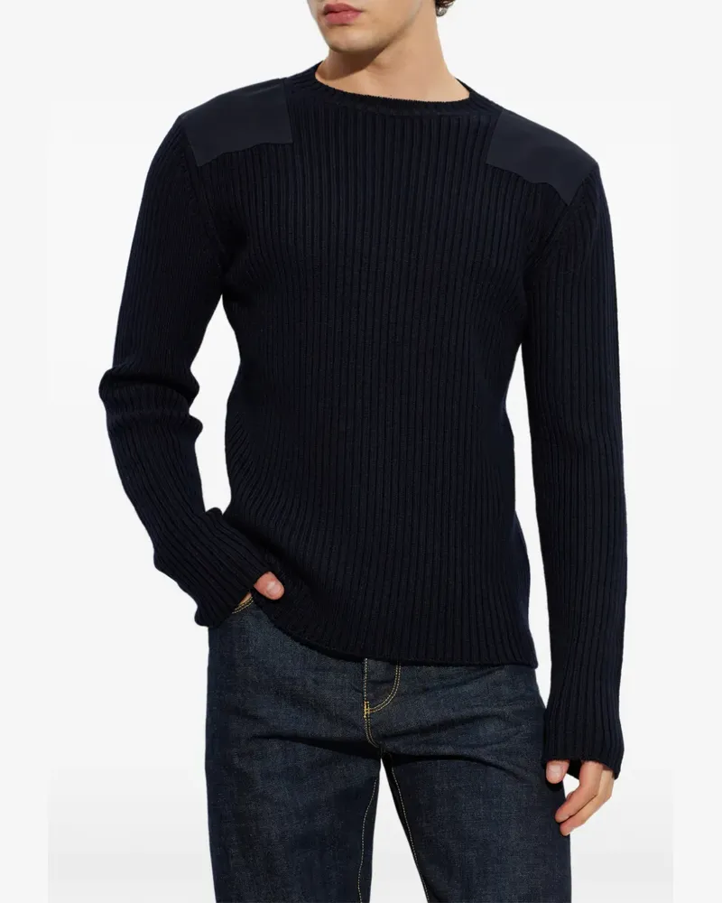 Fendi Gerippter Pullover mit Patch - Blau Blau