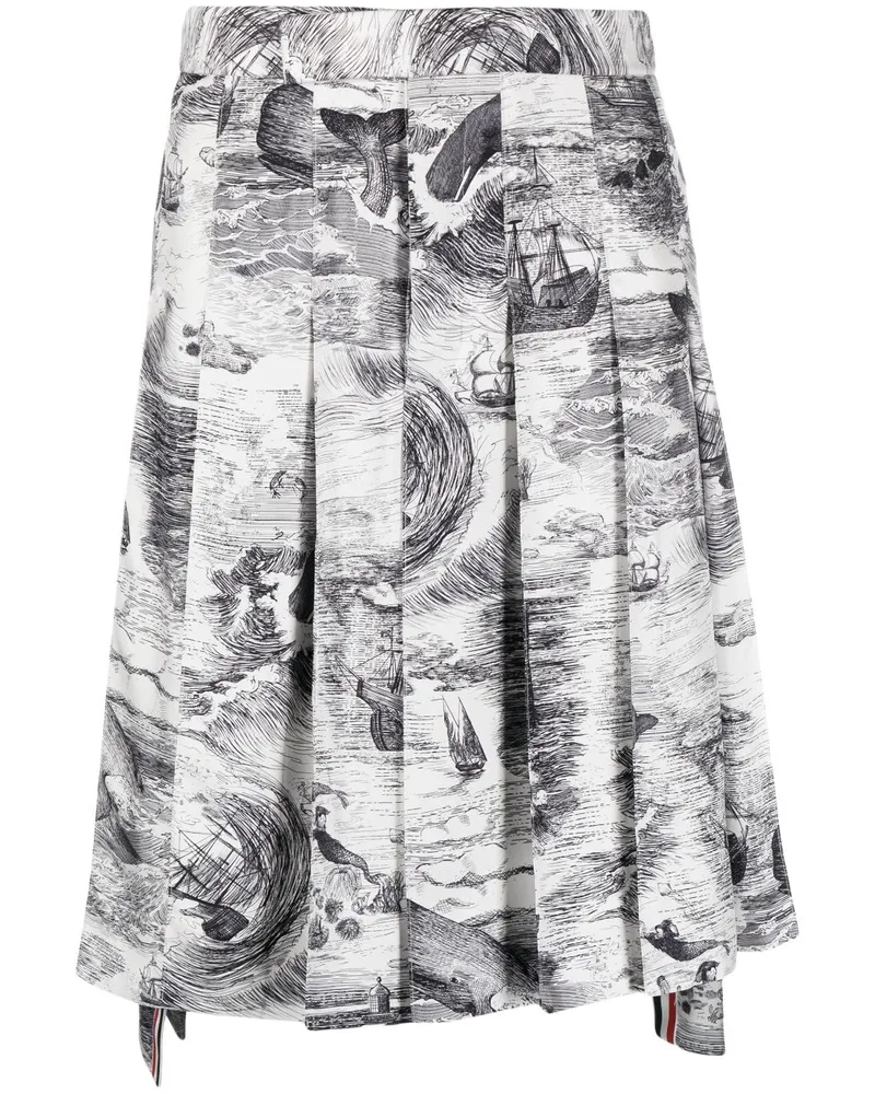 Thom Browne Faltenrock mit Print Schwarz