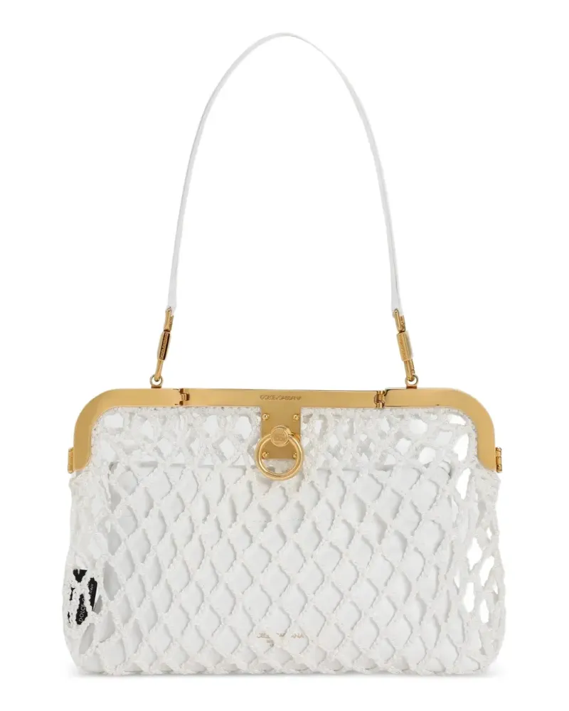 Dolce & Gabbana Amanda Handtasche aus Mesh und Palmellato-Kalbsleder - Weiß Weiß