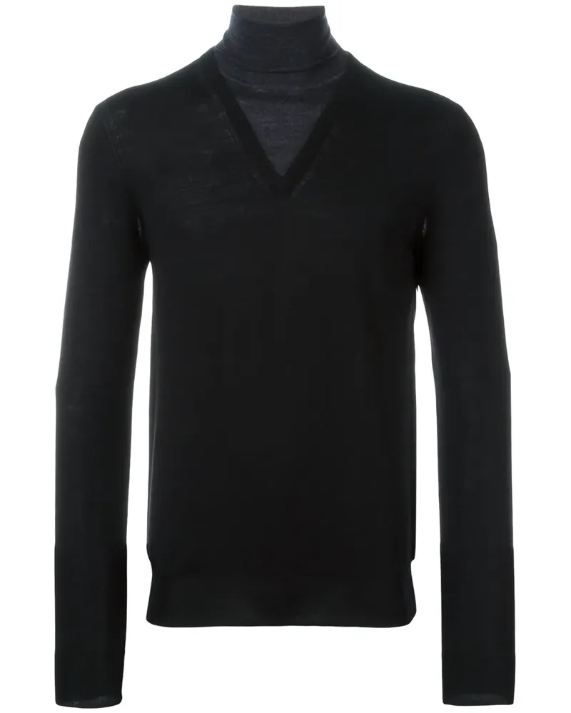 Paolo Pecora Milano Rollkragenpullover im Lagen-Look - Schwarz Schwarz