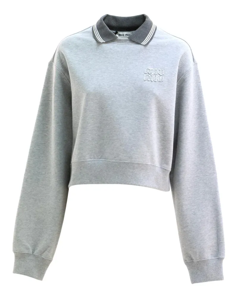 Miu Miu Sweatshirt mit Logo-Stickerei - Grau Grau