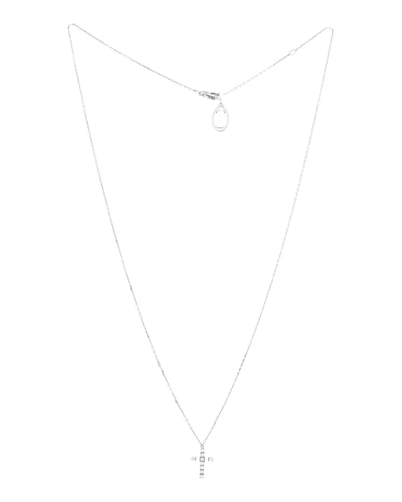 Cartier 18kt Weißgoldhalskette mit Kreuzanhänger und Diamanten - Silber Silber