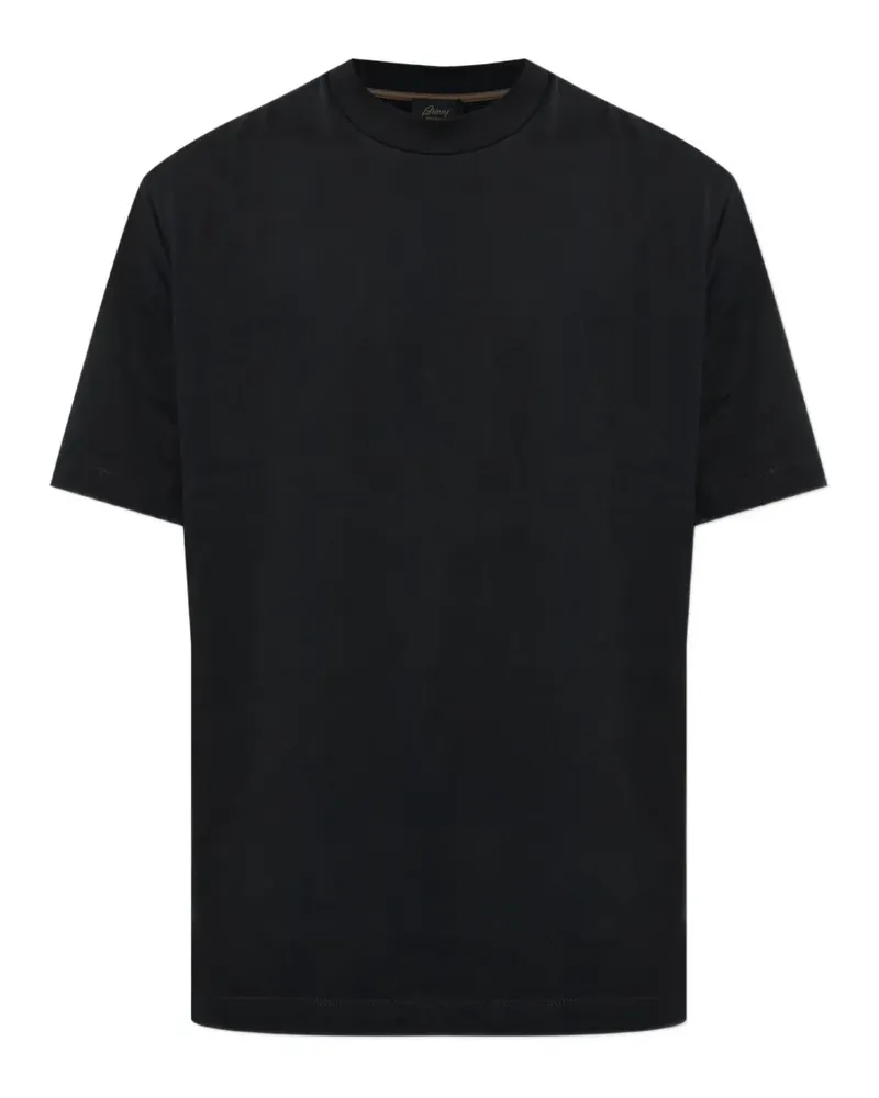 Brioni T-Shirt mit Logo-Stickerei - Schwarz Schwarz