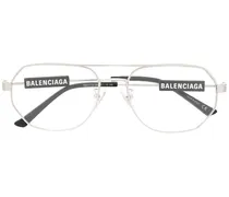 Pilotenbrille mit Logo - Silber