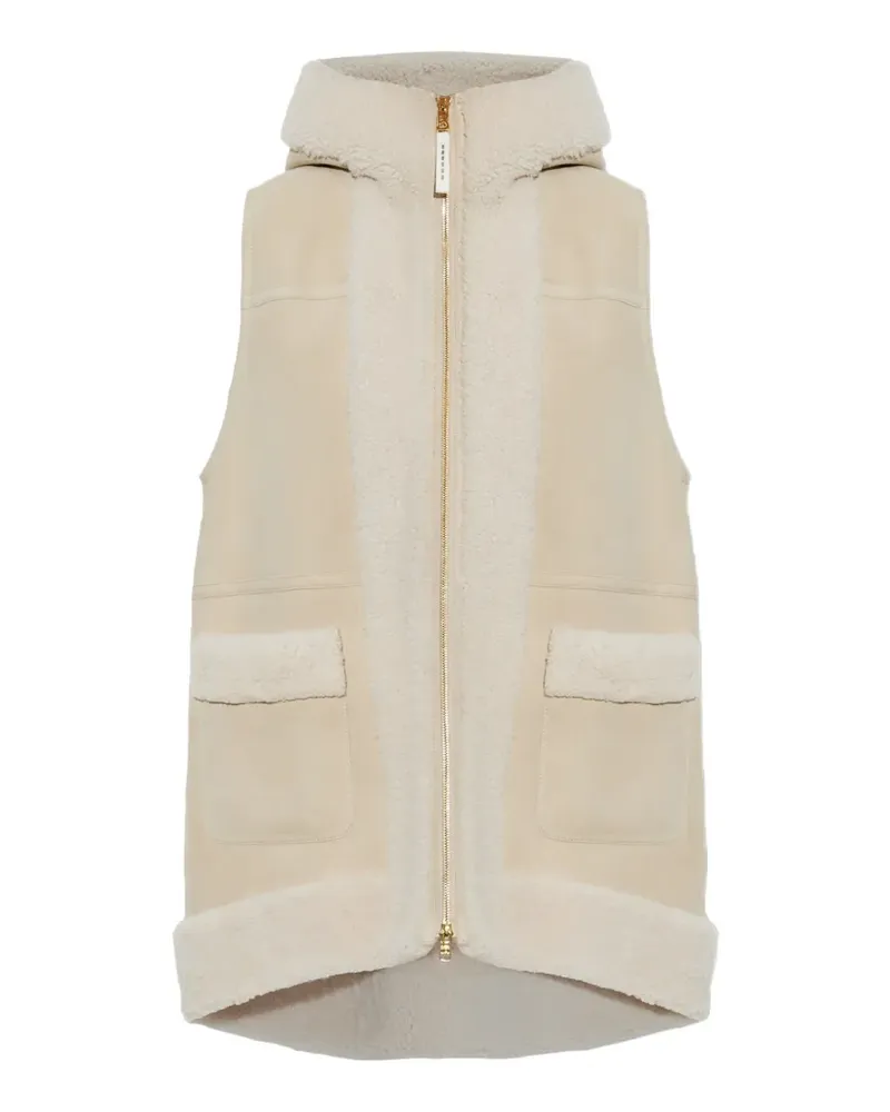 Bogner Lona Kapuzenweste mit Shearling-Besatz - Nude Nude