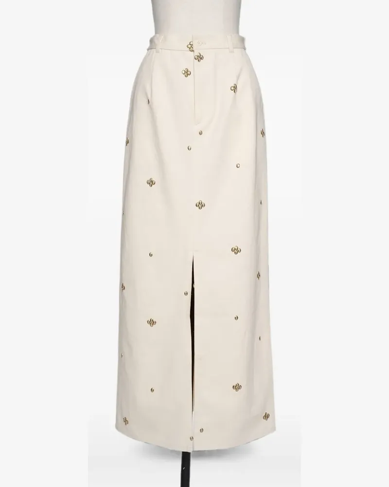 Muller of Yoshiokubo stud-embellished front-slit maxi skirt - Nude Nude