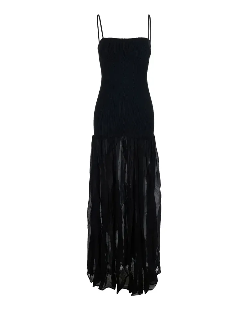 Hunza G Hybrid crinkled-finish flared maxi dress - Schwarz Schwarz