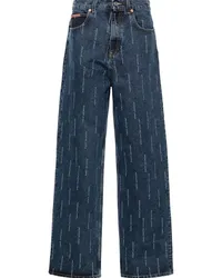 Martine Rose Weite Jacquard-Jeans mit Logo Blau