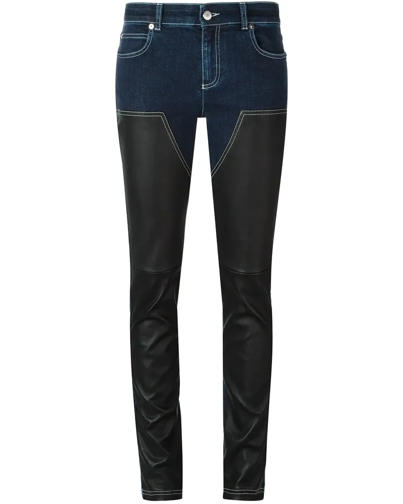 Givenchy Skinny-Jeans mit Ledereinsätzen - Blau Blau