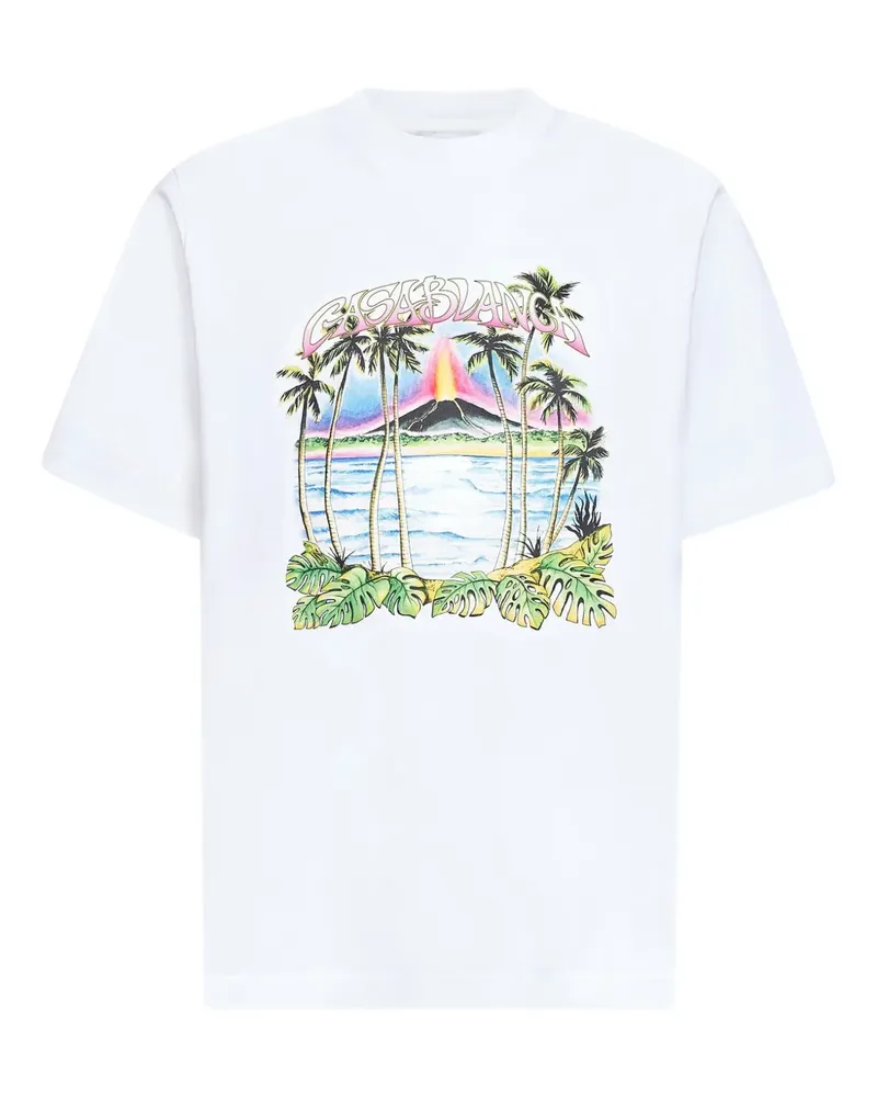 Casablanca Paris volcano-print logo T-shirt - Weiß Weiß