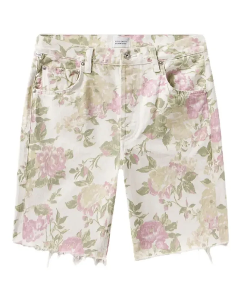 Citizens of humanity floral-print raw-hem shorts - Weiß Weiß
