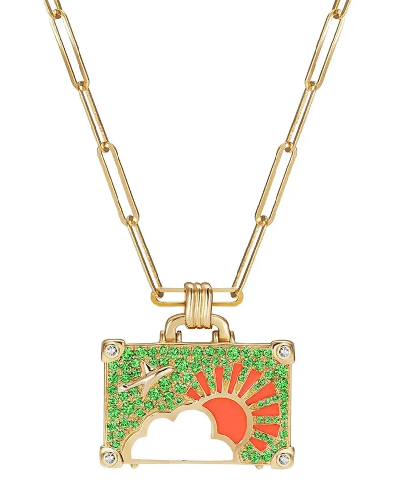 NeverNoT 14kt Gelbgoldhalskette mit Smaragd Gold