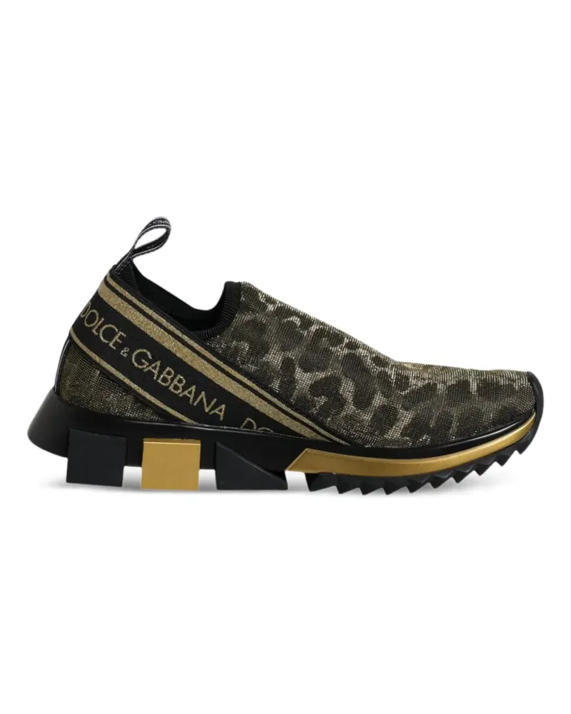 Dolce & Gabbana Sorrento Sneakers mit Leoparden-Print - Gold Gold