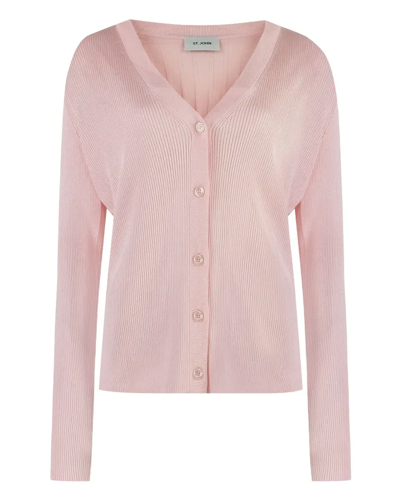 ST. JOHN Gerippter Cardigan mit Knöpfen - Rosa Rosa