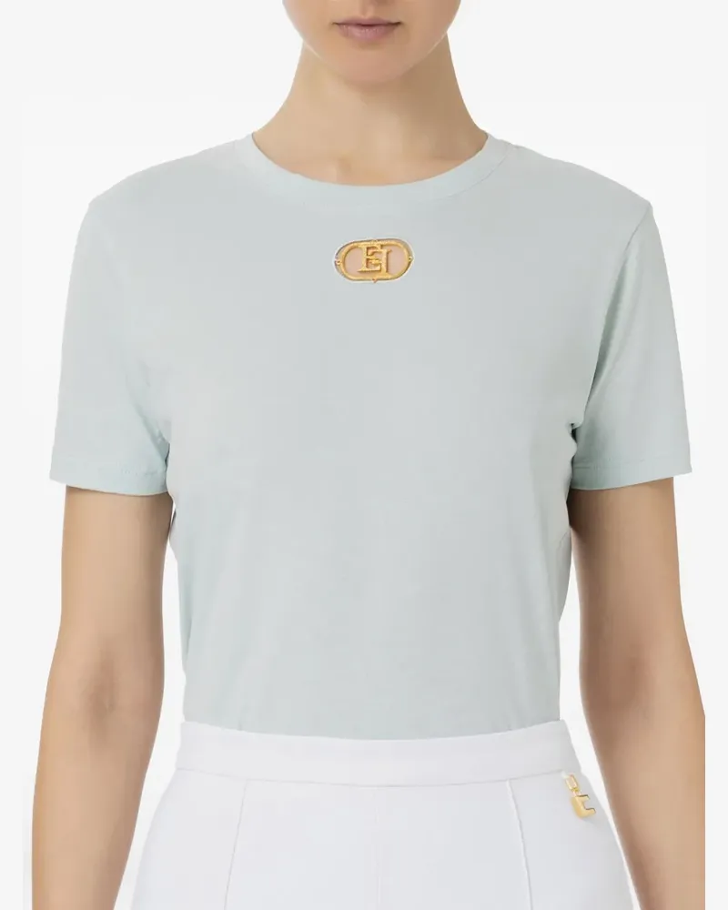 Elisabetta Franchi T-Shirt mit Logo-Schild - Blau Blau