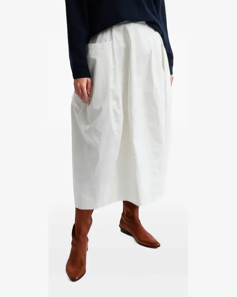 tibi Lantern Midirock aus Nylon mit Falten - Weiß Weiß