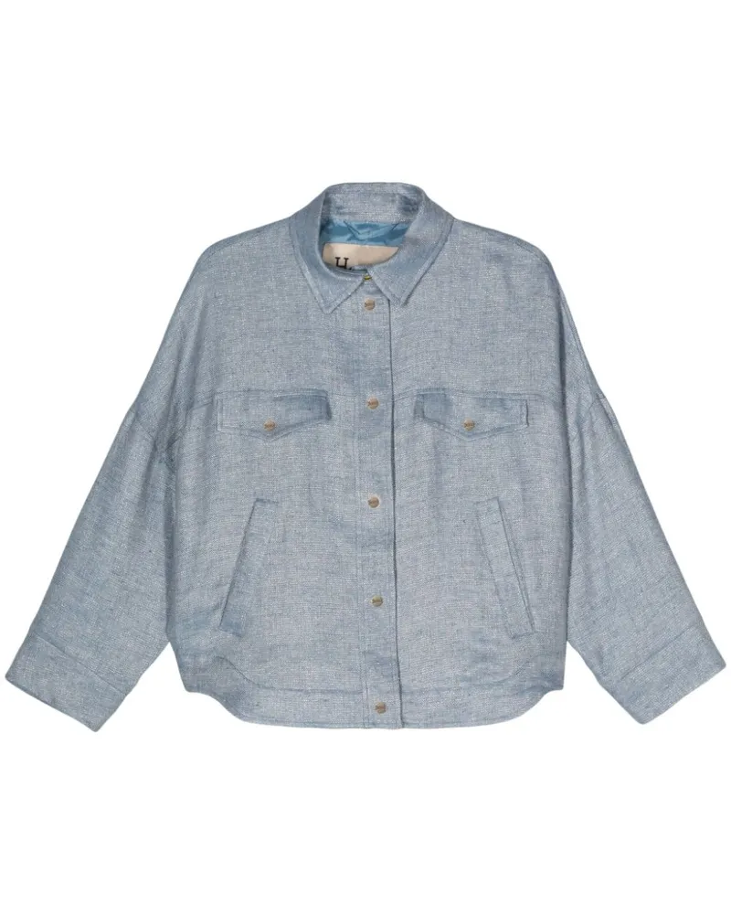 Herno Fischgräten-Jacke mit gravierten Logo-Knöpfen - Blau Blau