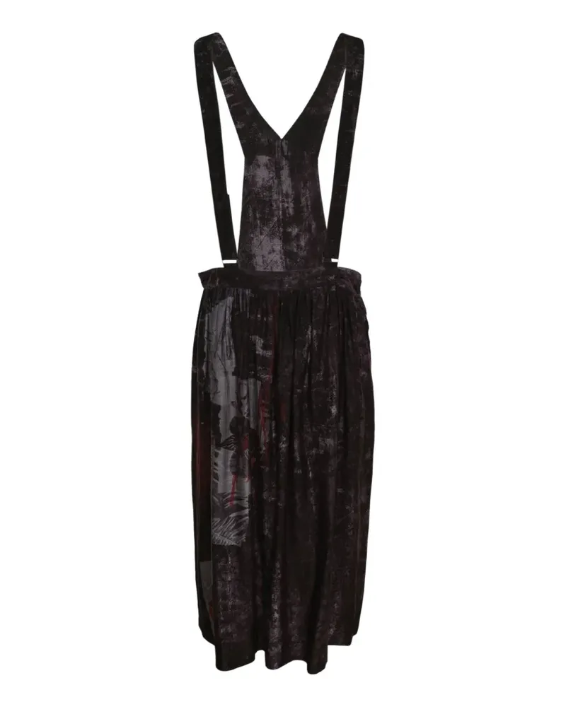Yohji Yamamoto shoulder-strap gathered maxi skirt - Schwarz Schwarz