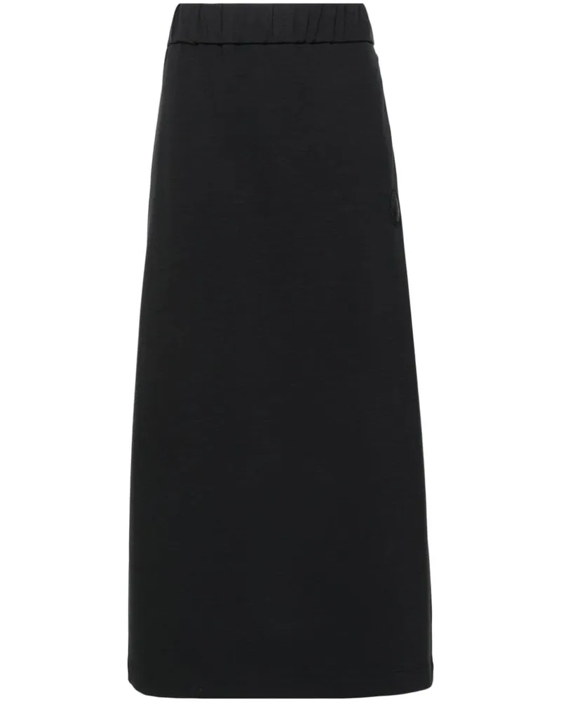 Moncler Jersey-Midirock mit Logo-Patch - Schwarz Schwarz