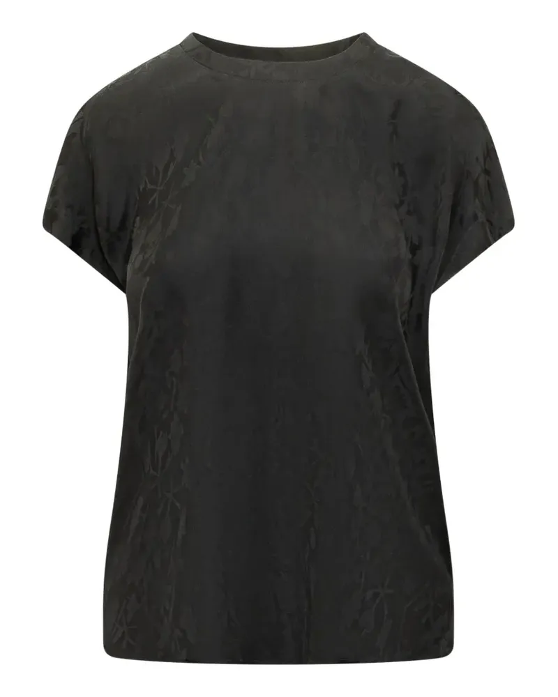 Pinko floral-jacquard short-sleeve blouse - Schwarz Schwarz
