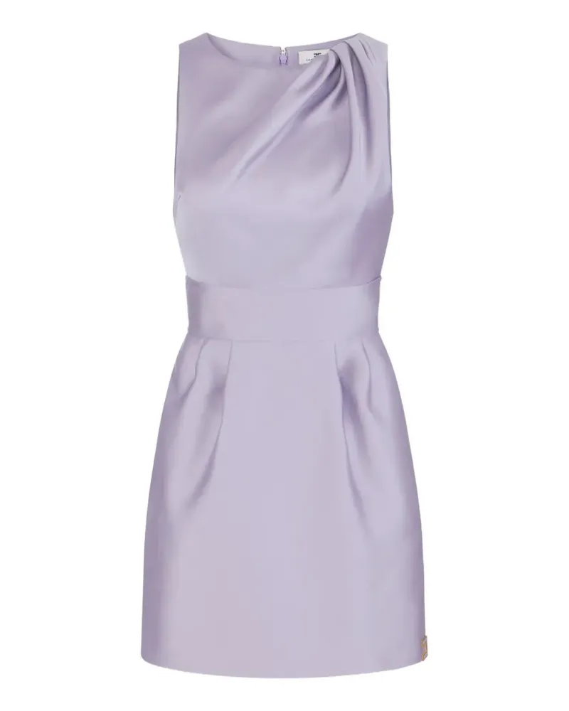 Elisabetta Franchi Drapiertes Duchesse Minikleid mit Logo - Violett Violett