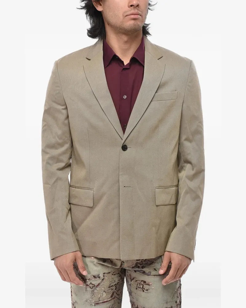OFF-WHITE cotton twill blazer with flap pockets - Nude Nude