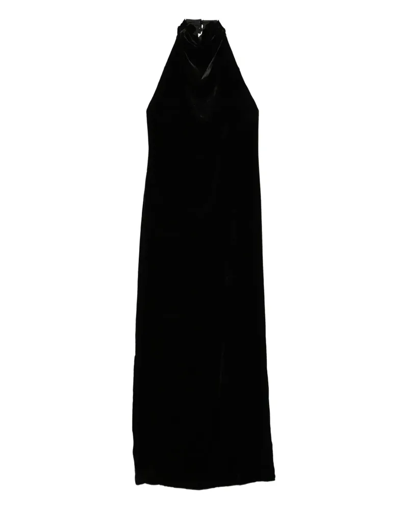 Raquel Diniz halterneck velvet midi dress - Schwarz Schwarz