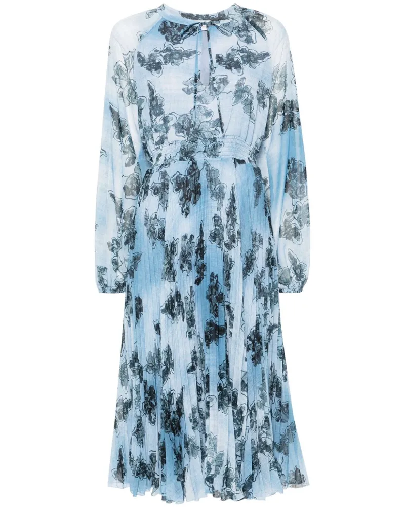 Ermanno Scervino Midikleid mit Blumen-Print Blau