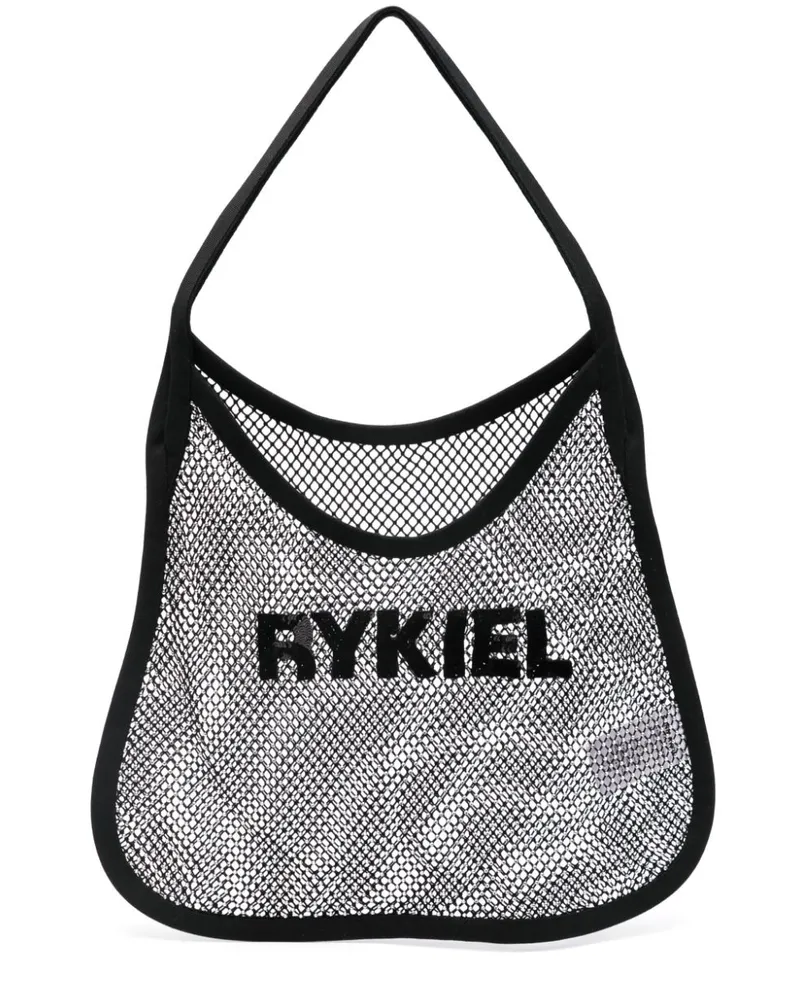 Sonia Rykiel Mesh-Schultertasche mit Strass Schwarz