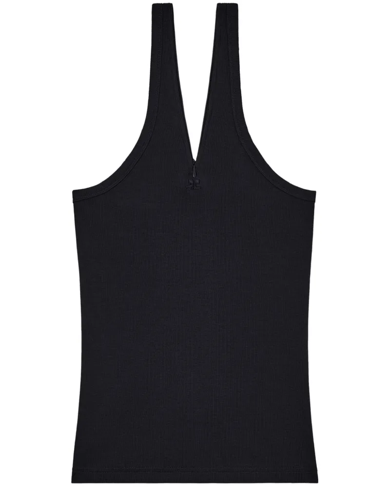 Courrèges Top mit Logo-Stickerei - Schwarz Schwarz