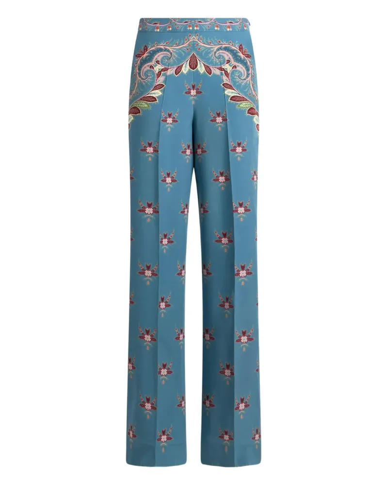 Etro Hose mit Blumen-Print - Blau Blau