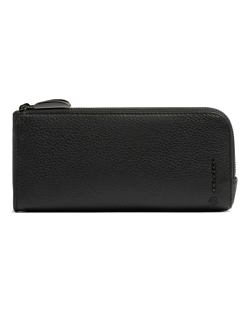Piquadro Clutch aus gekörntem Leder - Schwarz Schwarz