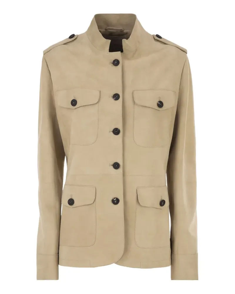 Antonelli Firenze suede patch-pocket jacket - Nude Nude