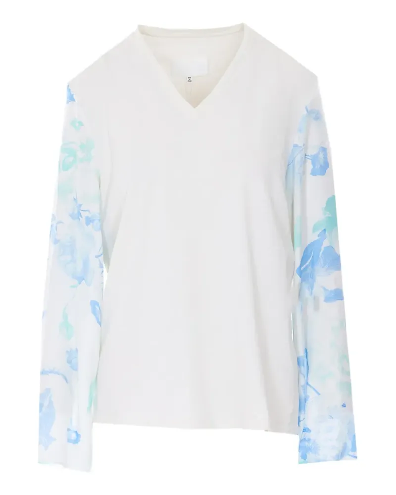 Maison Margiela floral-print V-neck T-shirt - Weiß Weiß