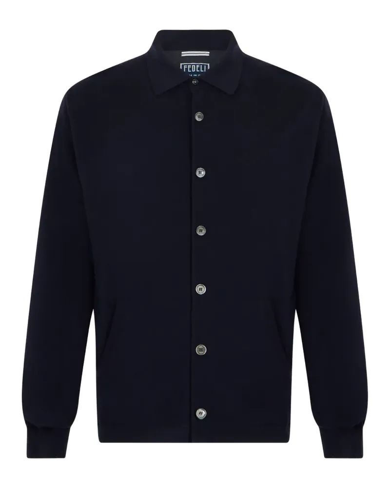 Fedeli virgin wool button-up sweater - Blau Blau