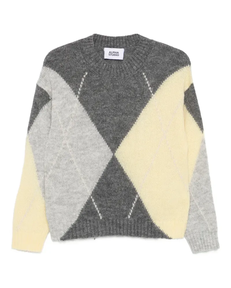 Alpha Studio Pullover mit Argyle-Muster - Grau Grau