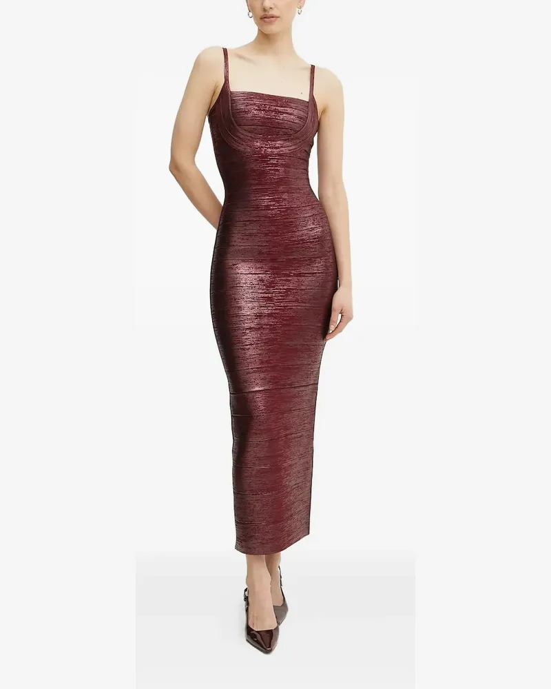Hervé Léger Gemma Kleid im Metallic-Look - Rot Rot