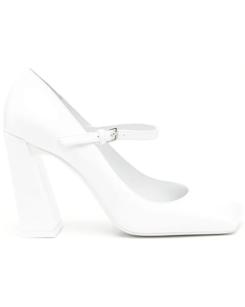 Amina Muaddi Charlotte Mary-Janes 95mm - Weiß Weiß