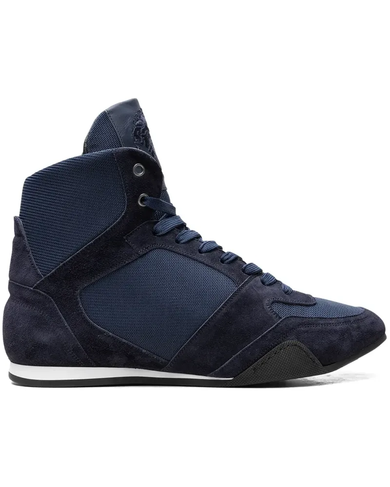 Versace High Top Greek Key Navy Sneakers - Blau Blau