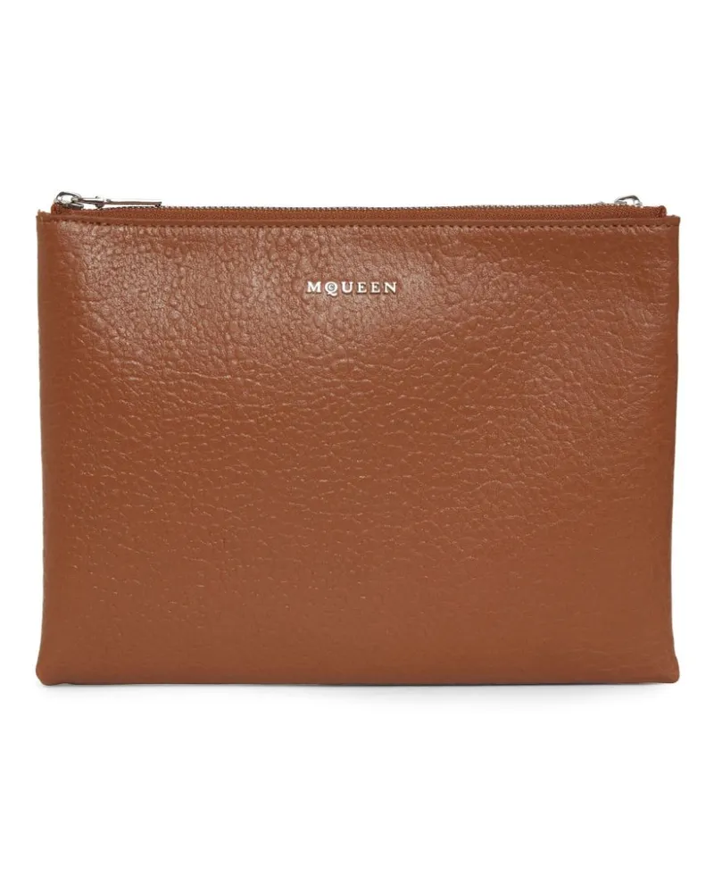 Alexander McQueen Clutch mit Logo-Schild - Braun Braun