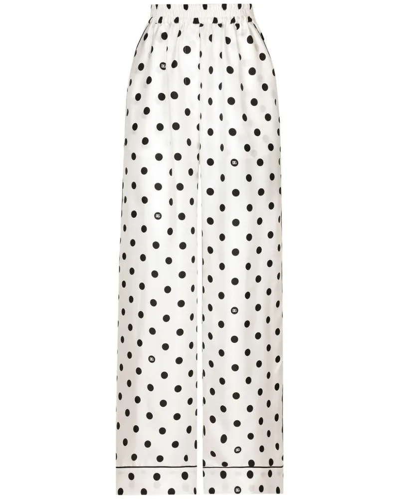 Dolce & Gabbana Pyjama-Hose aus Seide mit Polka Dots - Weiß Weiß