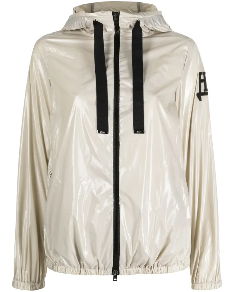 Herno Kapuzenjacke mit Logo-Patch - Nude Nude