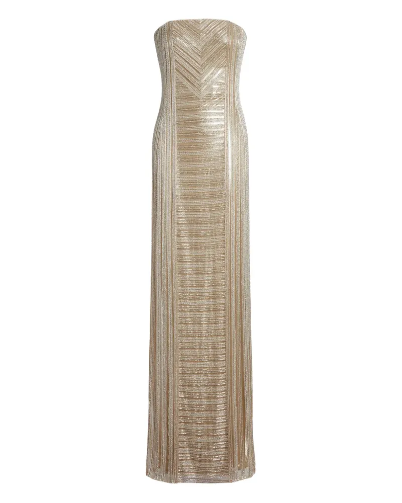 Ralph Lauren strapless chevron-pattern maxi dress - Nude Nude