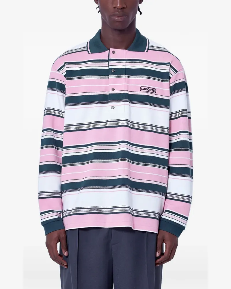 Lacoste Gestreiftes Runway Poloshirt - Rosa Rosa