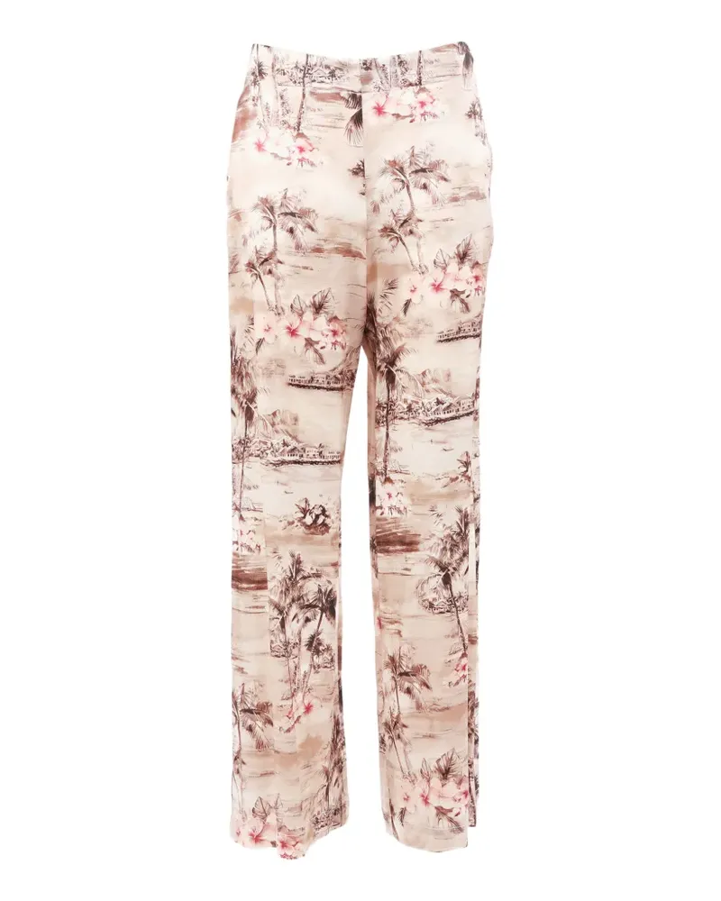 SHIRTAPORTER graphic-print palazzo trousers - Nude Nude