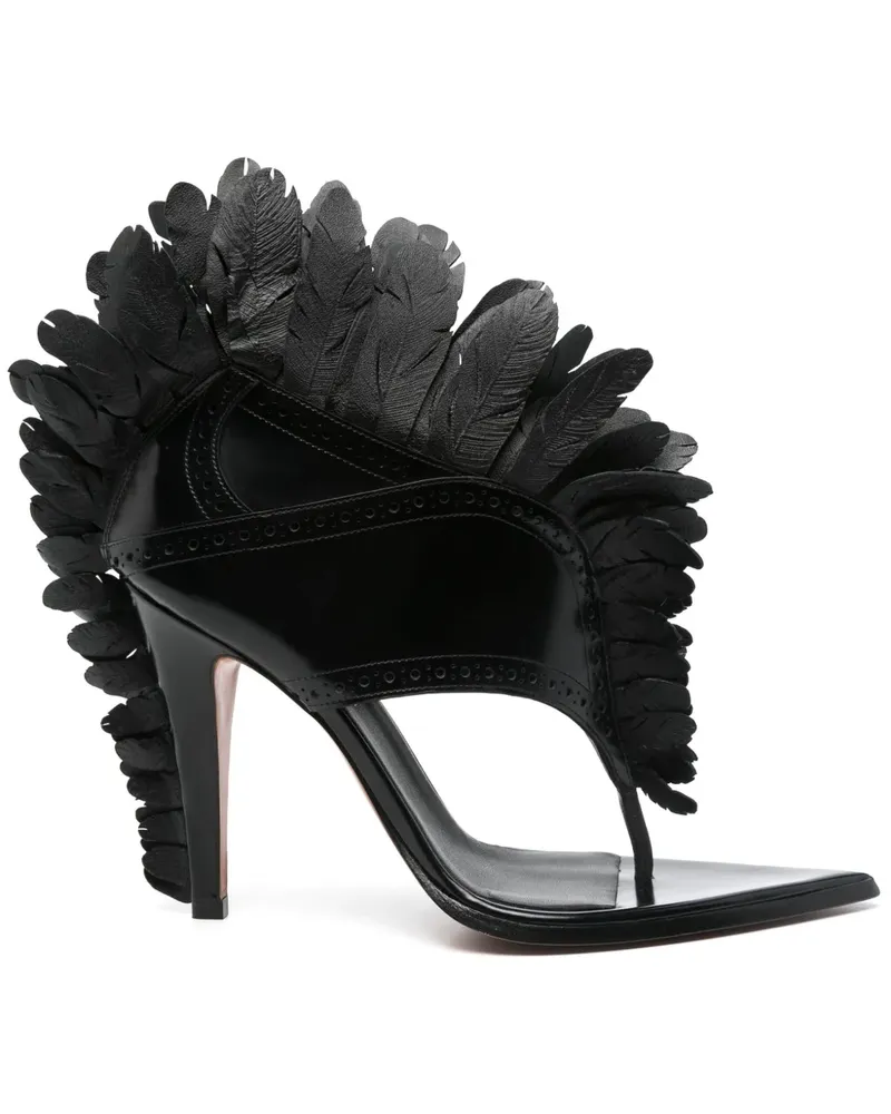 Alexander McQueen Sandalen mit Federn 110mm - Schwarz Schwarz