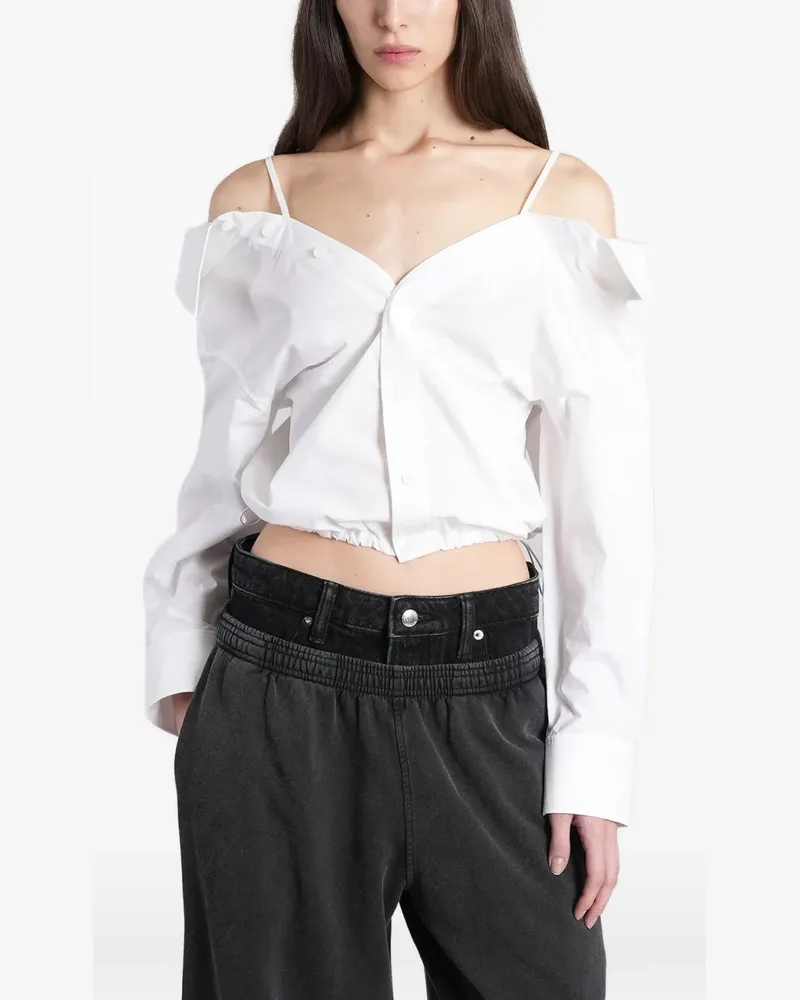 Alexander Wang off-shoulder cropped shirt - Weiß Weiß